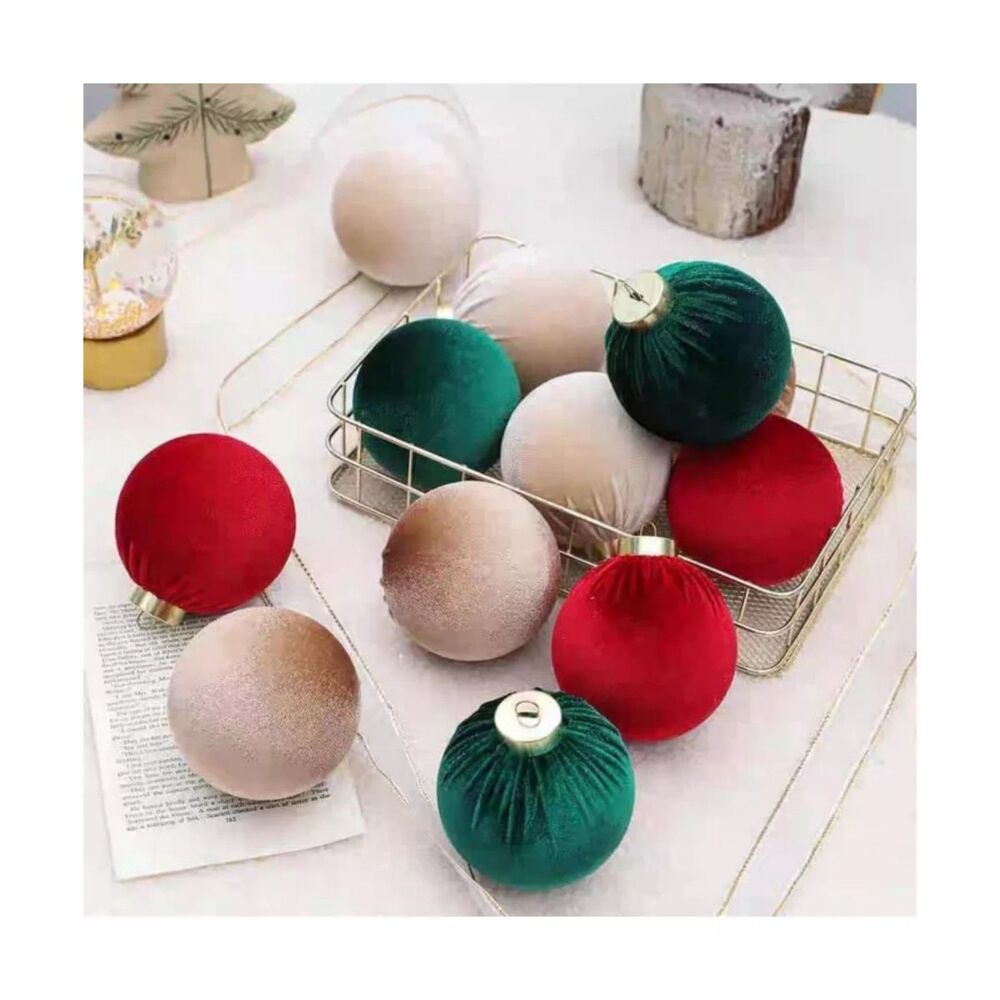 12 Velvet Christmas Colors Ornaments